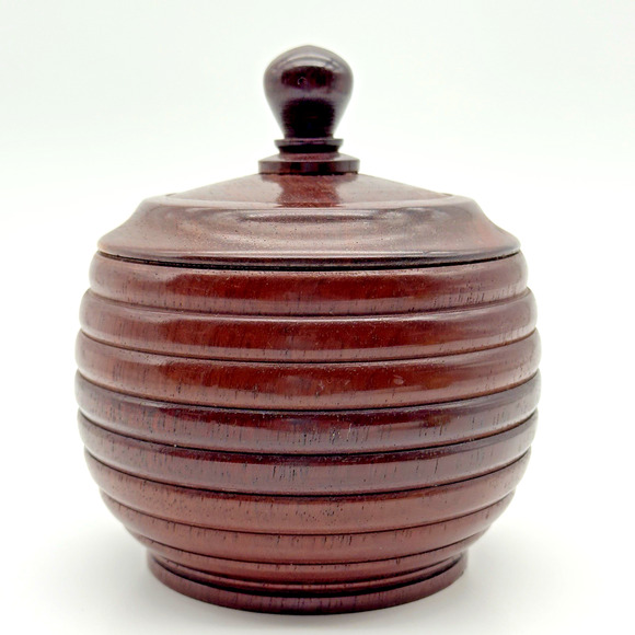 Vintage Turned Wood Trinket Box Tobacco Treen Pot Tea Decorative - Picture 1 of 8
